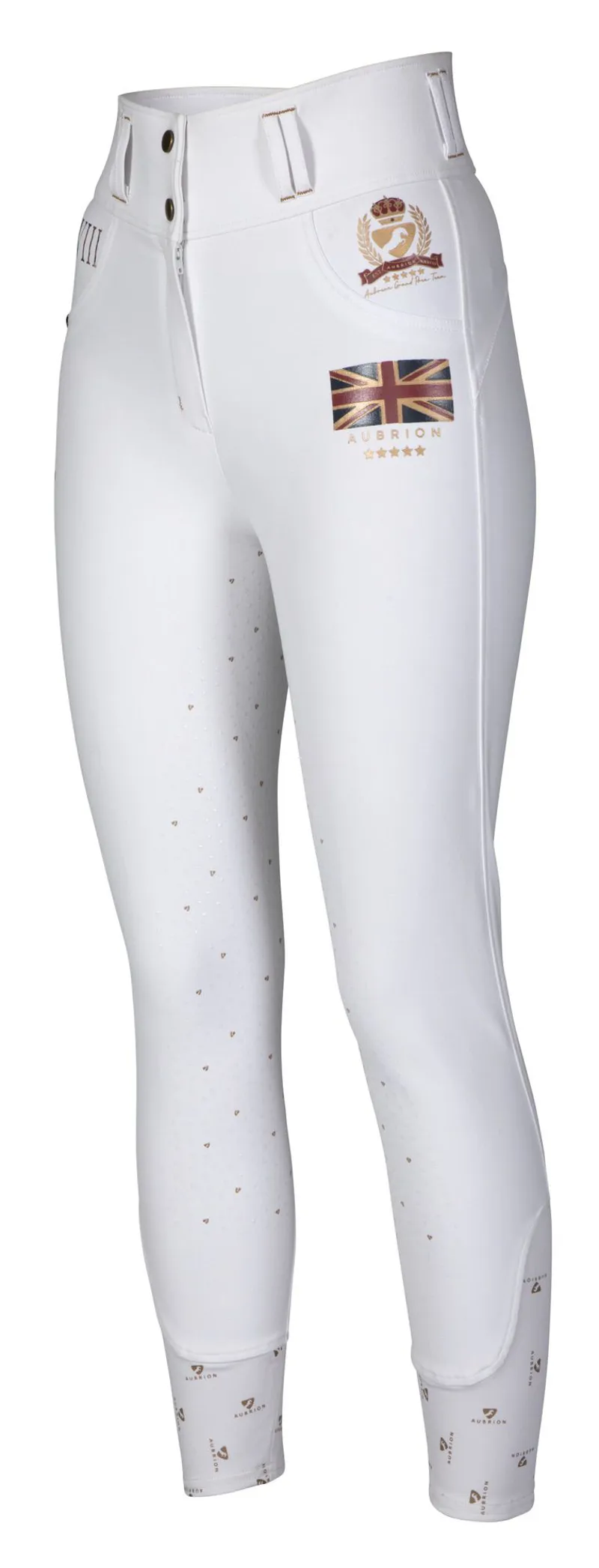 Shires Aubrion Team Girls Breeches - White-1